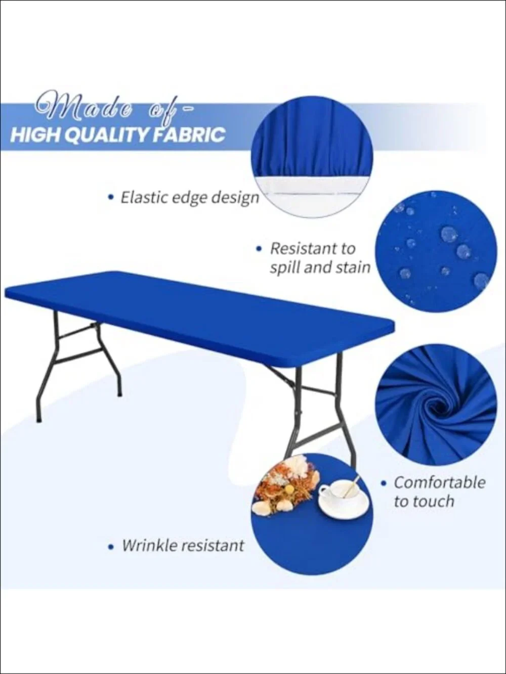 10 Pack Stretch Fabric Table Top Cap Cover Fits 6Ft Tables Spandex Tablecloth